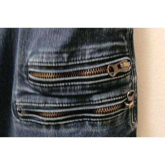 Denim House Mens Dark Wash Biker/Cargo Denim Jeans Zipper 32-32 *Rare* - Picture 6 of 16